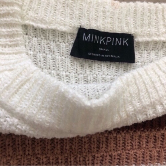 MINKPINK White and Brown Striped Blouse - Picture 6 of 6